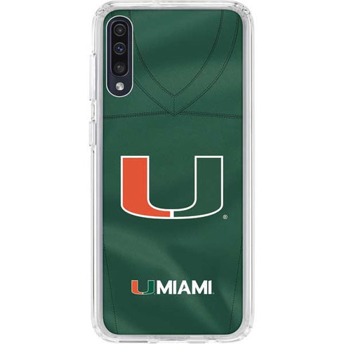 University of Miami Green Jersey Galaxy A50 Clear Case