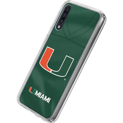 University of Miami Green Jersey Galaxy A50 Clear Case