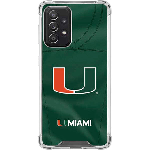 University of Miami Green Jersey Galaxy A52 5G Clear Case