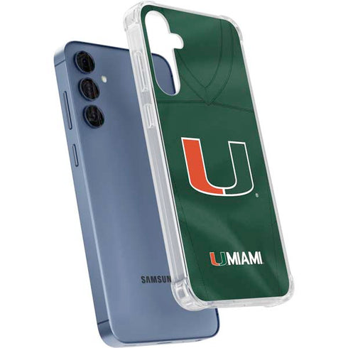 University of Miami Green Jersey Galaxy A55 5G Clear Case