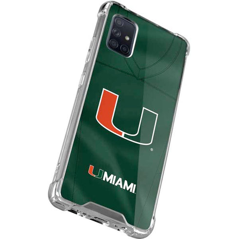 University of Miami Green Jersey Galaxy A71 5G Clear Case