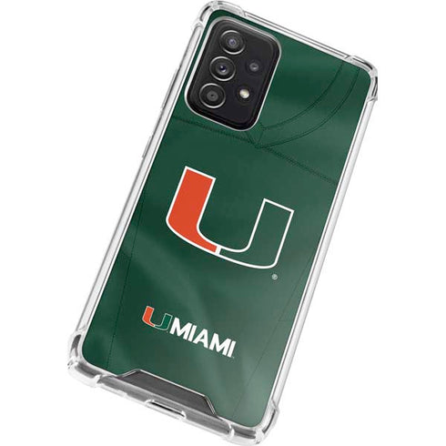 University of Miami Green Jersey Galaxy A72 5G Clear Case