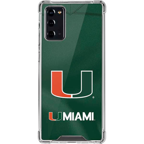 University of Miami Green Jersey Galaxy Note20 5G Clear Case
