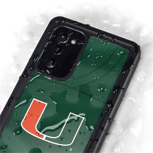 University of Miami Green Jersey Galaxy Note20 5G Waterproof Case