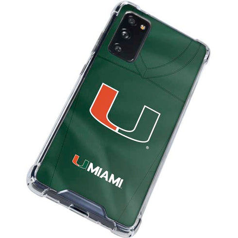University of Miami Green Jersey Galaxy S20 FE Clear Case