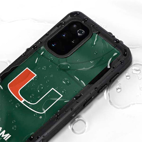 University of Miami Green Jersey Galaxy S20 Plus Waterproof Case