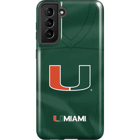 University of Miami Green Jersey Galaxy S21 FE Pro Case