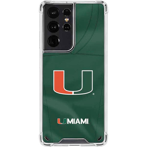 University of Miami Green Jersey Galaxy S21 Ultra 5G Clear Case
