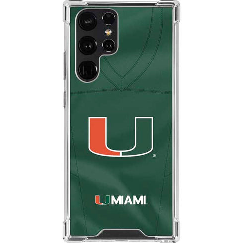 University of Miami Green Jersey Galaxy S22 Ultra Clear Case