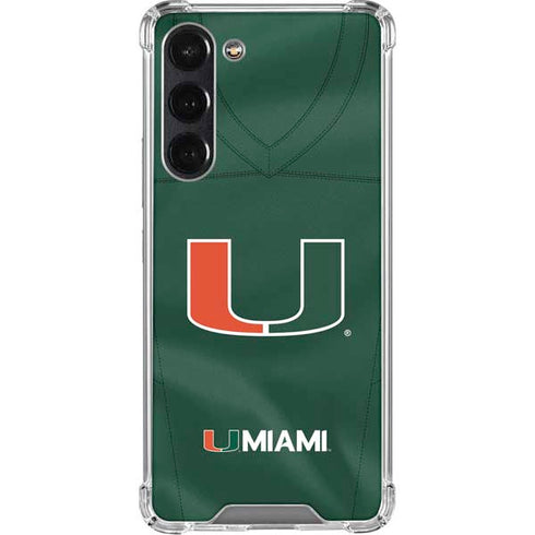 University of Miami Green Jersey Galaxy S23 FE Clear Case