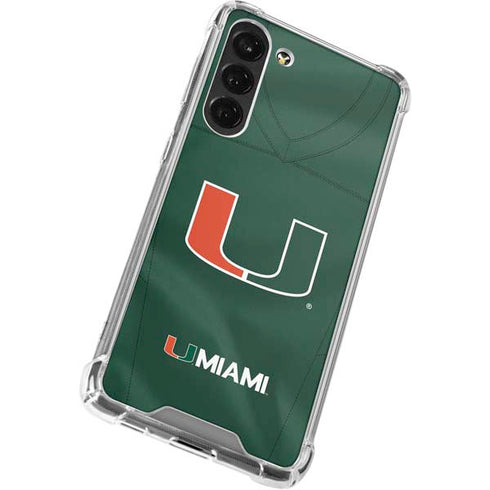 University of Miami Green Jersey Galaxy S23 Plus Clear Case