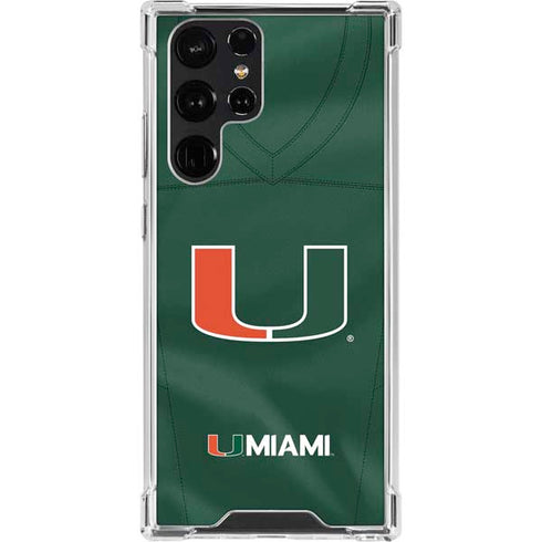 University of Miami Green Jersey Galaxy S23 Ultra Clear Case