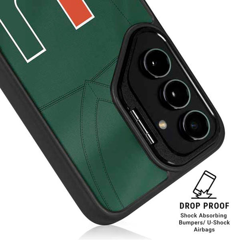 University of Miami Green Jersey Galaxy S25 Plus Kickstand Case