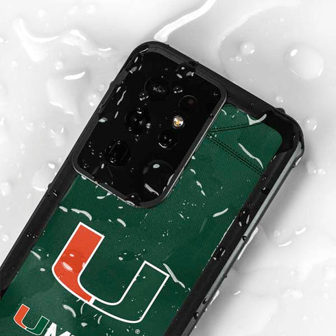 University of Miami Green Jersey Galaxy S24 Ultra Waterproof Case
