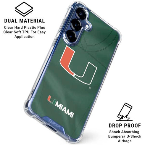 University of Miami Green Jersey Galaxy S25 Plus Clear Case