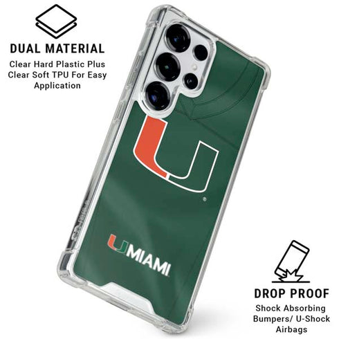University of Miami Green Jersey Galaxy S25 Ultra Clear Case
