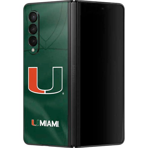 University of Miami Green Jersey Galaxy Z Fold3 5G Skin