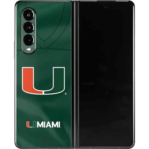 University of Miami Green Jersey Galaxy Z Fold3 5G Skin