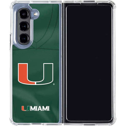 University of Miami Green Jersey Galaxy Z Fold5 5G Clear Case