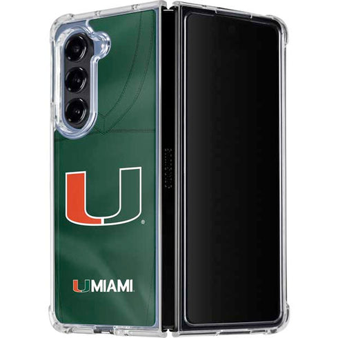 University of Miami Green Jersey Galaxy Z Fold5 5G Clear Case