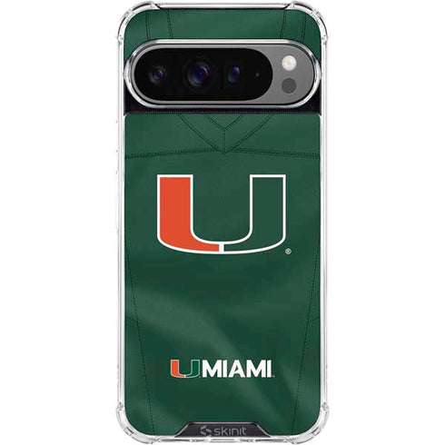 University of Miami Green Jersey Google Pixel 10 Pro XL Clear Case