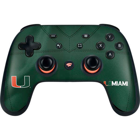 University of Miami Green Jersey Google Stadia Controller Skin