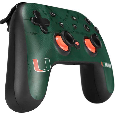 University of Miami Green Jersey Google Stadia Controller Skin