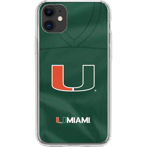 University of Miami Green Jersey iPhone 11 Clear Case