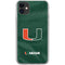 University of Miami Green Jersey iPhone 11 Clear Case