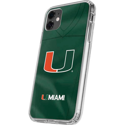 University of Miami Green Jersey iPhone 11 Clear Case