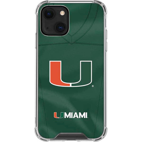 University of Miami Green Jersey iPhone 13 Clear Case
