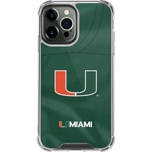 University of Miami Green Jersey iPhone 14 Pro Max Clear Case