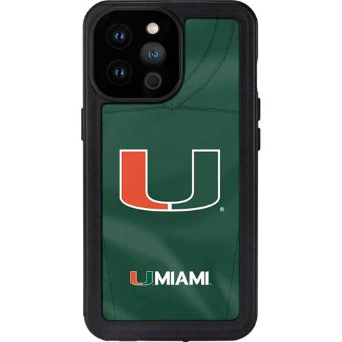 University of Miami Green Jersey iPhone 14 Pro Max Waterproof Case