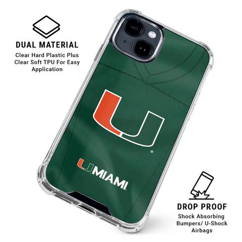 University of Miami Green Jersey iPhone 15 Plus Clear Case