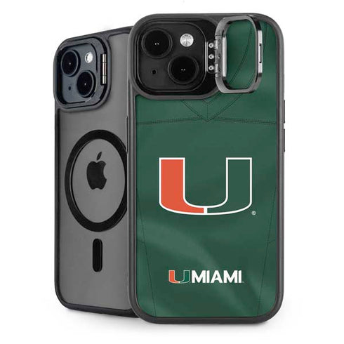 University of Miami Green Jersey iPhone 15 Plus Kickstand Case
