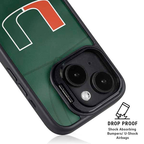 University of Miami Green Jersey iPhone 15 Plus Kickstand Case