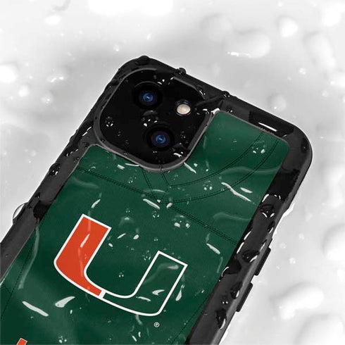 University of Miami Green Jersey iPhone 15 Plus Waterproof Case