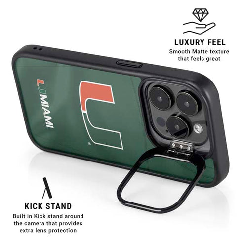 University of Miami Green Jersey iPhone 15 Pro Kickstand Case