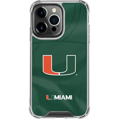 University of Miami Green Jersey iPhone 15 Pro Max Clear Case