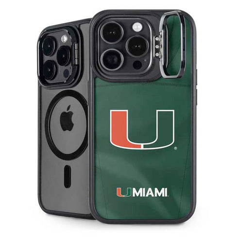 University of Miami Green Jersey iPhone 15 Pro Max Kickstand Case