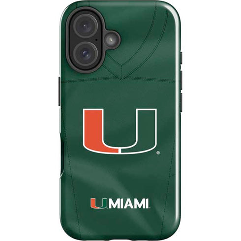 University of Miami Green Jersey iPhone 16 Plus Impact Case