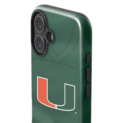 University of Miami Green Jersey iPhone 16 Plus Impact Case