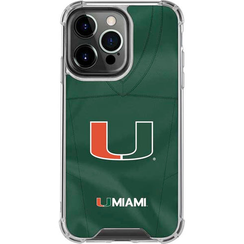 University of Miami Green Jersey iPhone 16 Pro Clear Case
