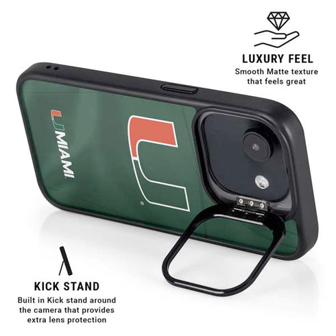 University of Miami Green Jersey iPhone 16e Kickstand Case