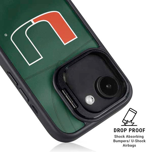 University of Miami Green Jersey iPhone 16e Kickstand Case