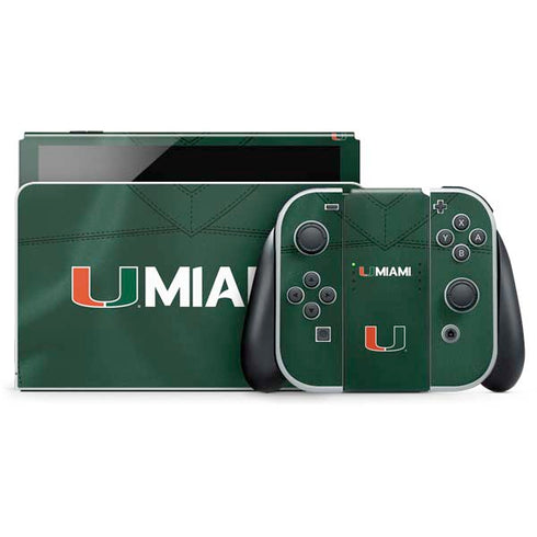 University of Miami Green Jersey Nintendo Switch OLED (2021) Skin