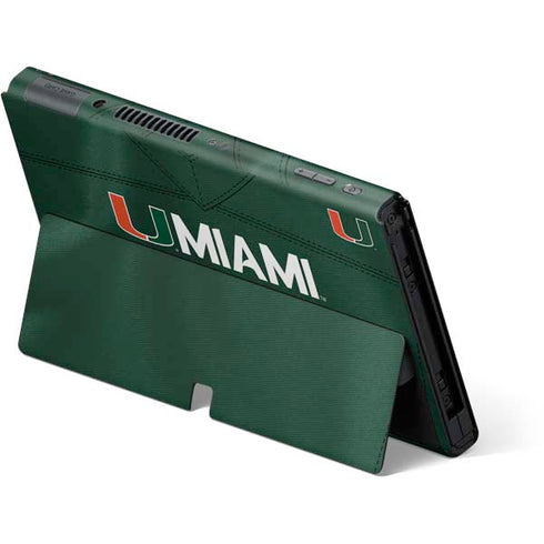 University of Miami Green Jersey Nintendo Switch OLED (2021) Skin