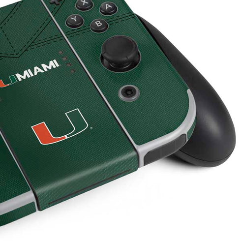 University of Miami Green Jersey Nintendo Switch OLED (2021) Skin