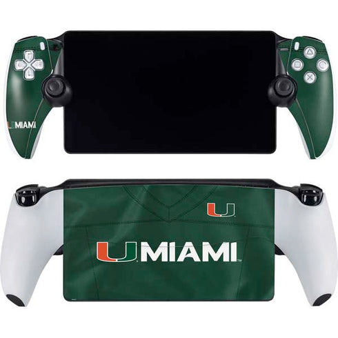University of Miami Green Jersey PlayStation Portal Remote Player Skin