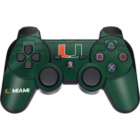 University of Miami Green Jersey PS3 Dual Shock wireless controller Skin